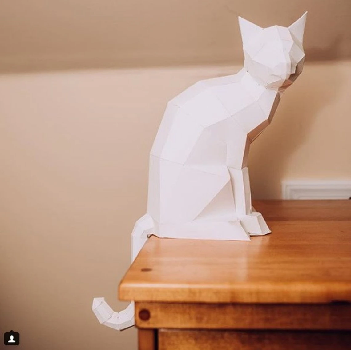 3D Paper craft Cat, DIY sculpture sitting cat, Papercrafting, Low Poly animals pet, paper model, 3D puzzle origami, instant download kit pdf