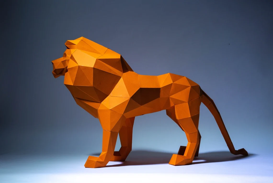 Lion Paper Craft, Digital Template, Origami, PDF Download DIY, Low Poly, Trophy, Sculpture, 3D Model, Cricut svg