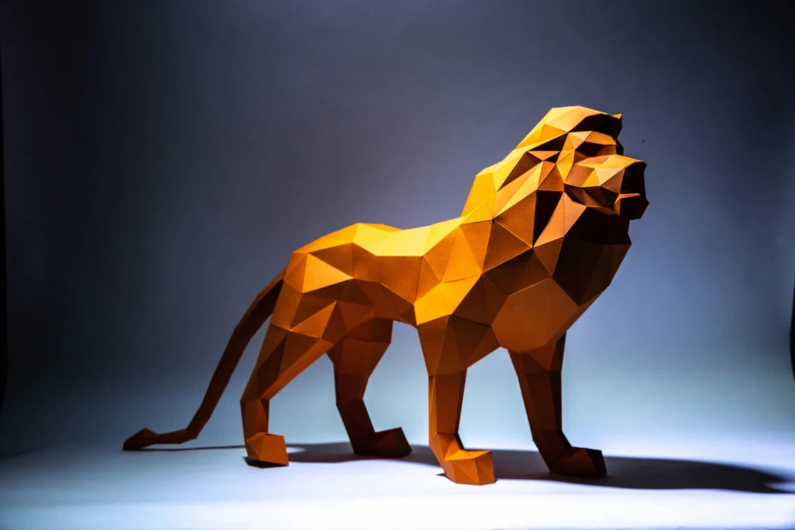 Lion Paper Craft, Digital Template, Origami, PDF Download DIY, Low Poly, Trophy, Sculpture, 3D Model, Cricut svg