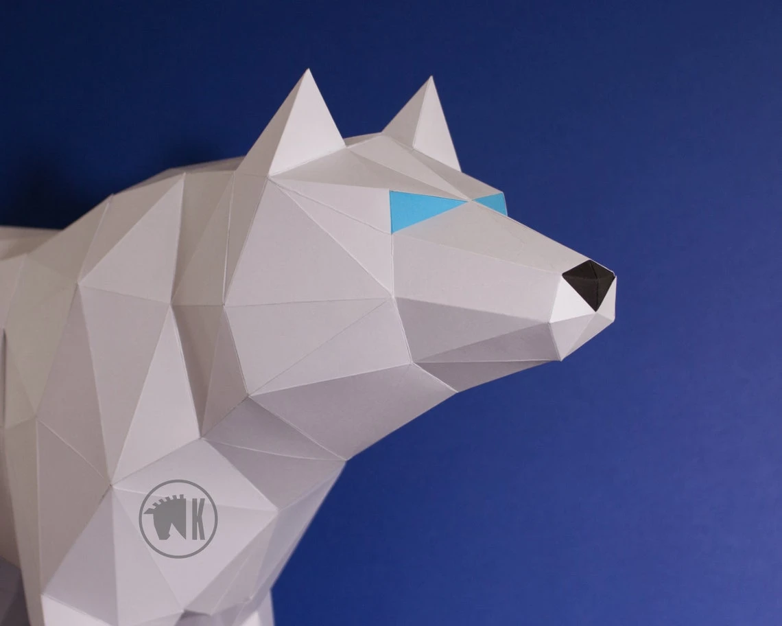 Wolf Papercraft Template, DIY Wolf Pattern, Low Poly Wolf Paper Craft, 3D Papercraft Wolf, PDF Printable Dire Wolf - Instant Download