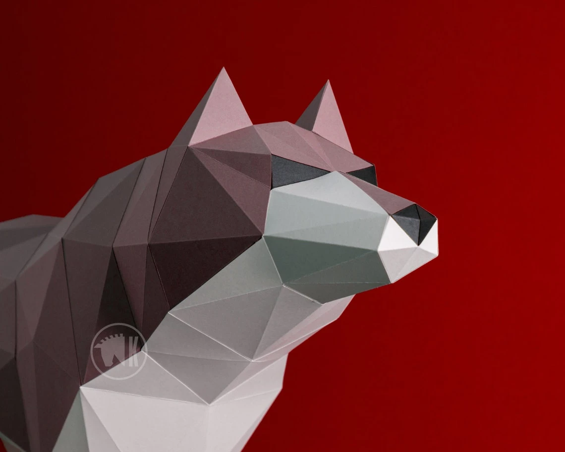 Wolf Papercraft Template, DIY Wolf Pattern, Low Poly Wolf Paper Craft, 3D Papercraft Wolf, PDF Printable Dire Wolf - Instant Download