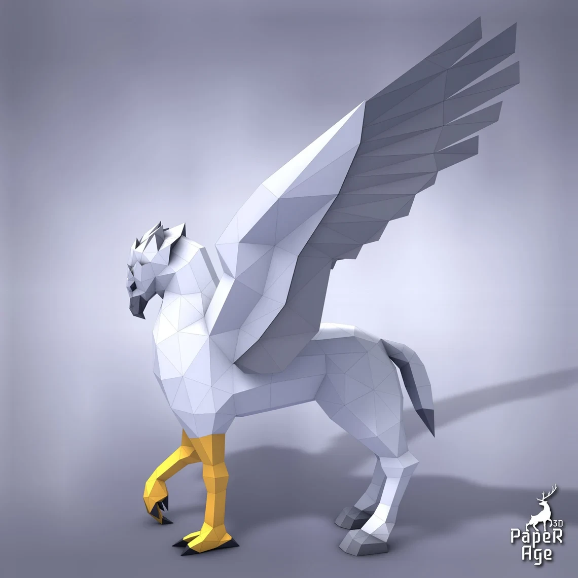 Hippogriff, Papercraft, Pepakura, Lowpoly, Low Polygon, 3D Papercraft, handmade, Paper Sculptures, DIY origami