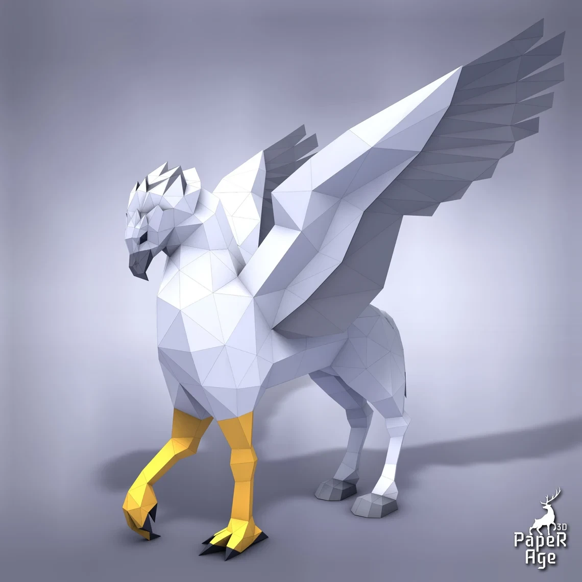 Hippogriff, Papercraft, Pepakura, Lowpoly, Low Polygon, 3D Papercraft, handmade, Paper Sculptures, DIY origami