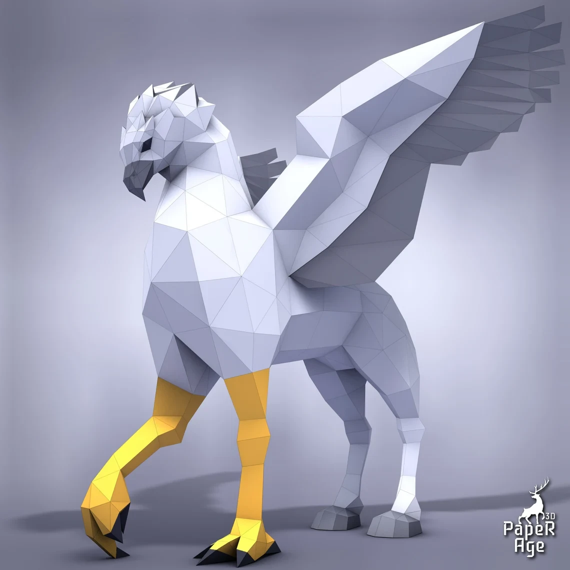 Hippogriff, Papercraft, Pepakura, Lowpoly, Low Polygon, 3D Papercraft, handmade, Paper Sculptures, DIY origami