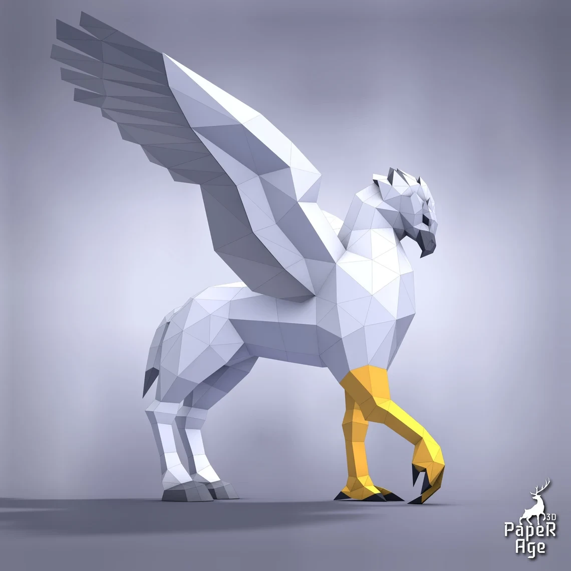 Hippogriff, Papercraft, Pepakura, Lowpoly, Low Polygon, 3D Papercraft, handmade, Paper Sculptures, DIY origami