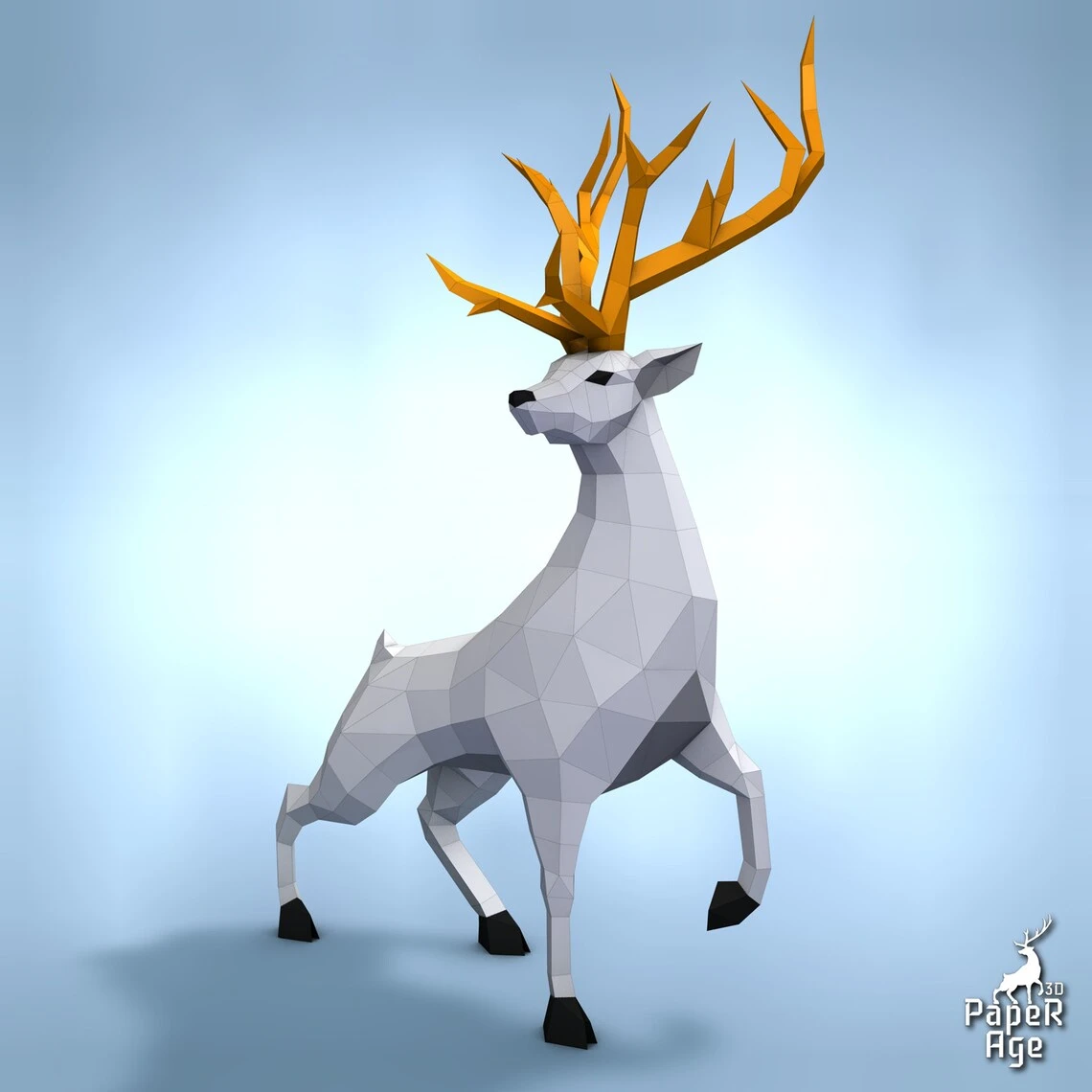 Royal Deer, Papercraft, Pepakura, Lowpoly, Low Polygon, 3D Papercraft, handmade, Paper Sculptures, DIY origami, Design, Decor