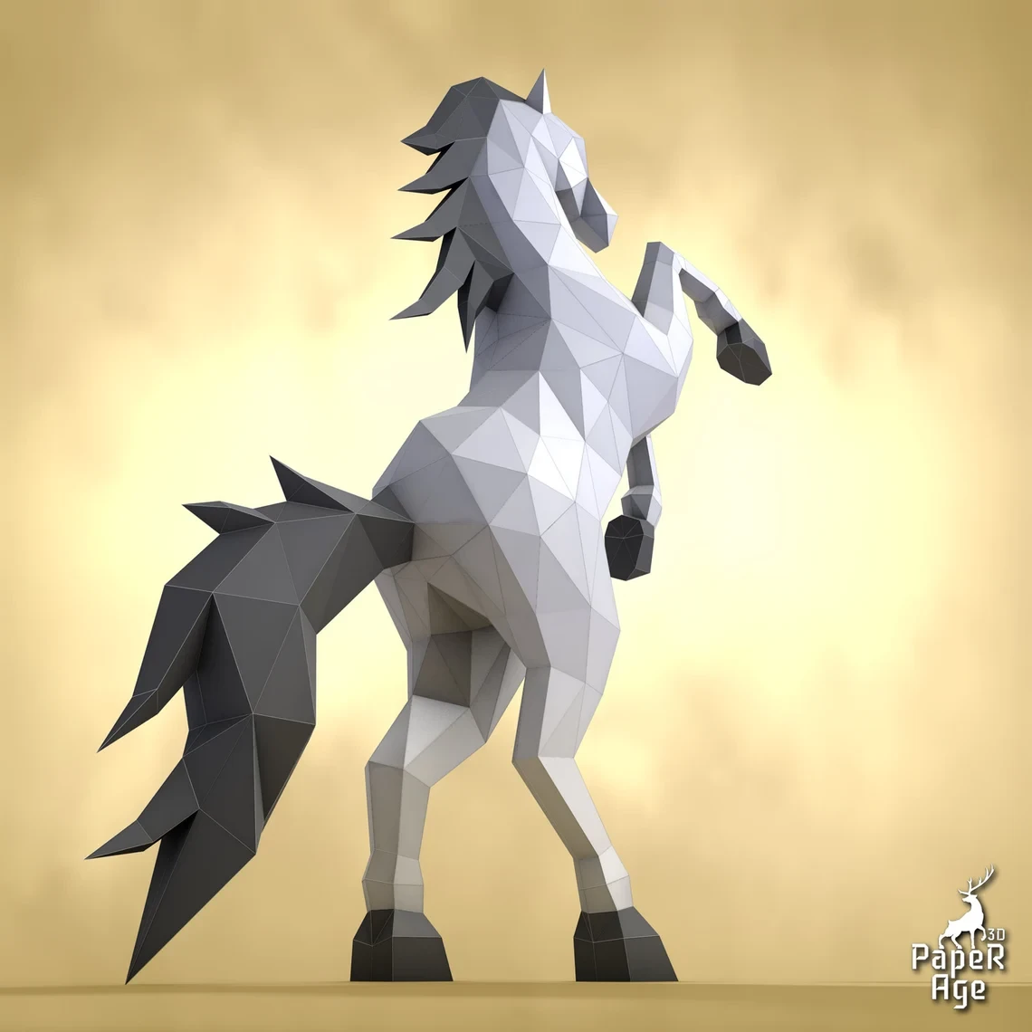 Horse, Papercraft, Pepakura, Lowpoly, Low Polygon, 3D Papercraft, handmade, Paper Sculptures, DIY origami, Design, Decor