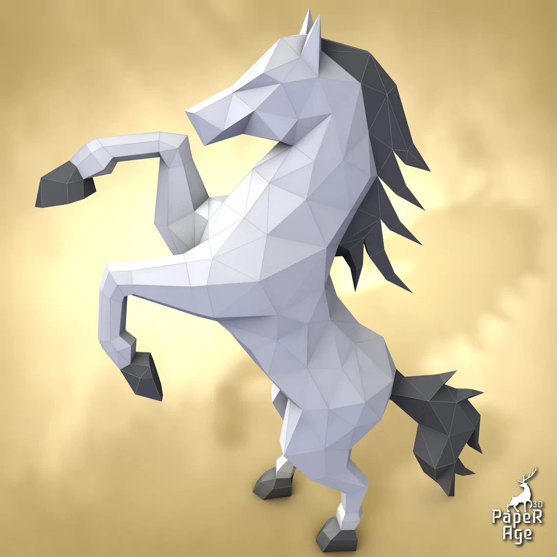 Horse, Papercraft, Pepakura, Lowpoly, Low Polygon, 3D Papercraft, handmade, Paper Sculptures, DIY origami, Design, Decor