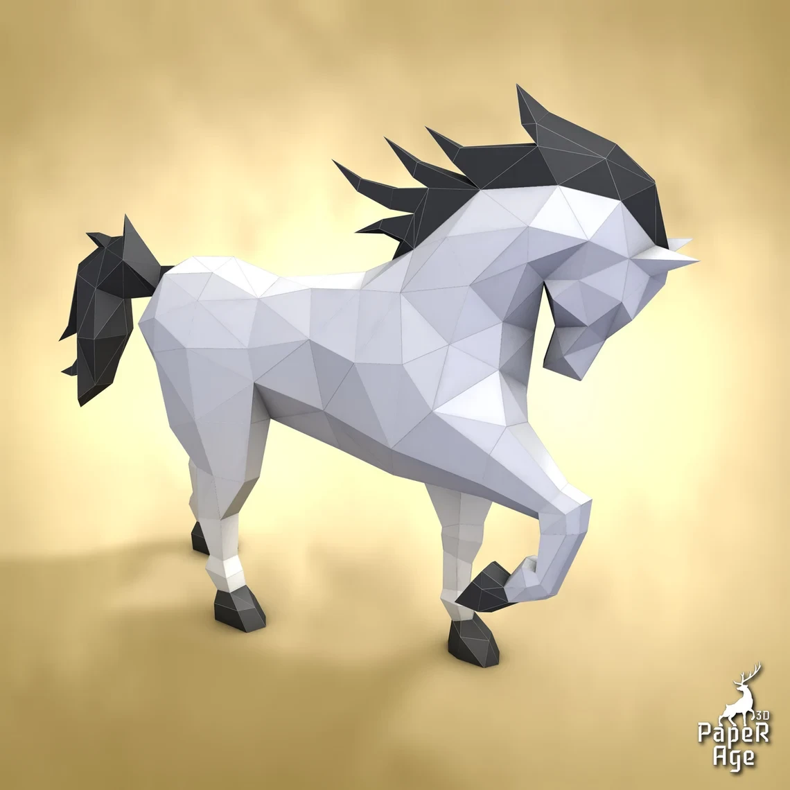 Horse, Papercraft, Pepakura, Lowpoly, Low Polygon, 3D Papercraft, handmade, Paper Sculptures, DIY origami, Design, Decor