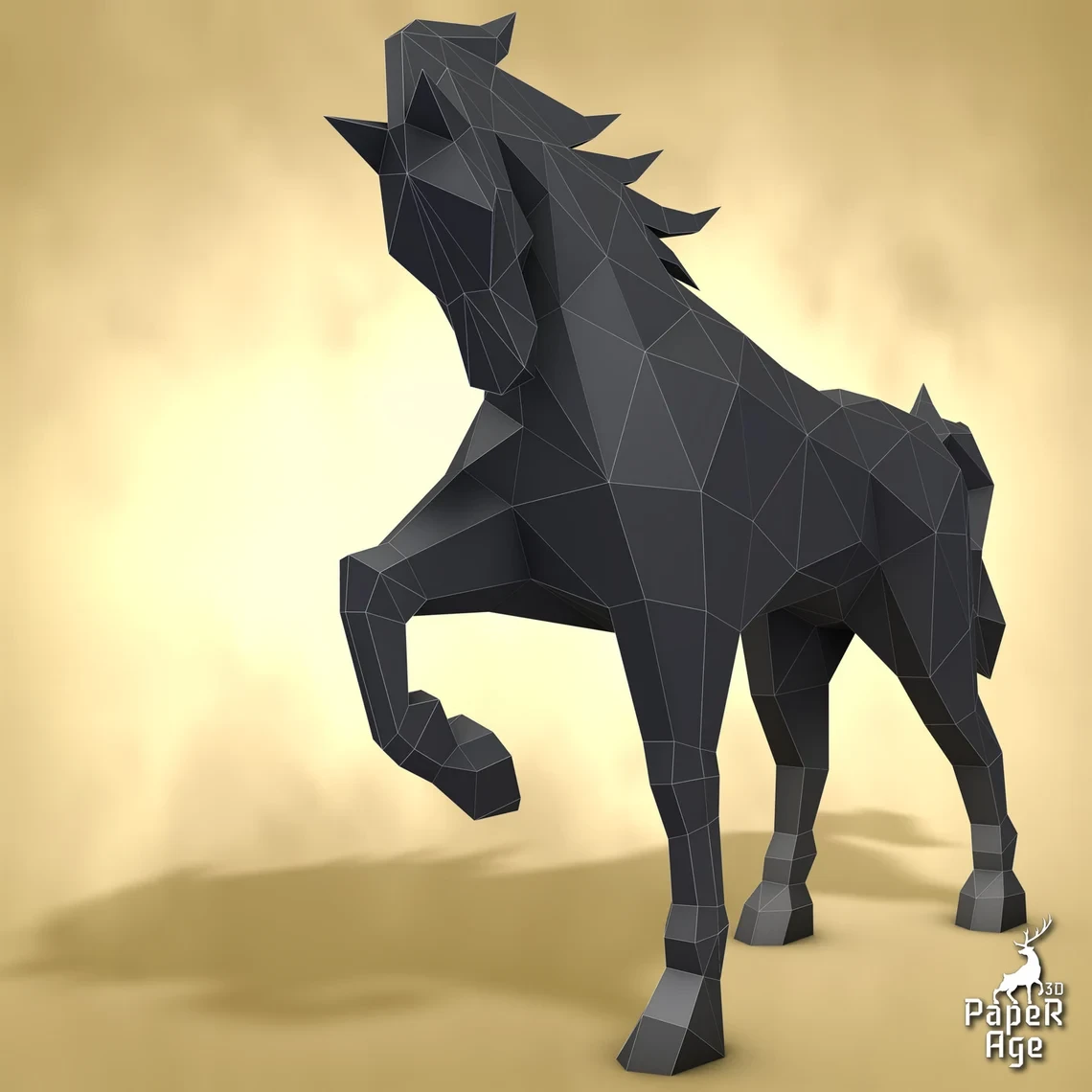 Horse, Papercraft, Pepakura, Lowpoly, Low Polygon, 3D Papercraft, handmade, Paper Sculptures, DIY origami, Design, Decor