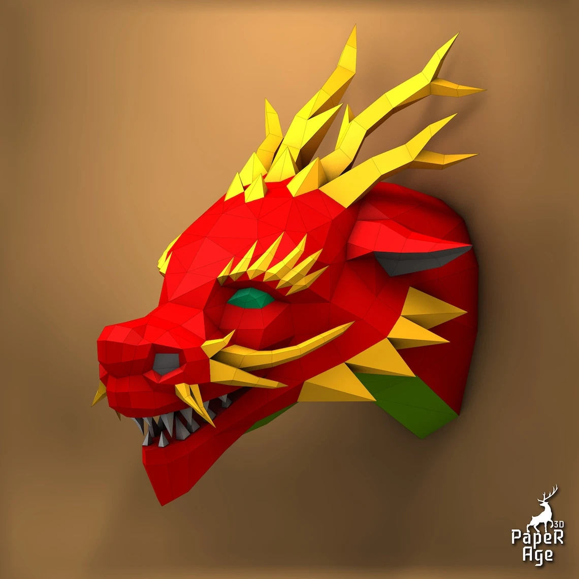 Chinese Dragon, Papercraft, Pepakura, Lowpoly, Low Polygon, 3D Papercraft, handmade, Paper Sculptures, DIY origami, Decor