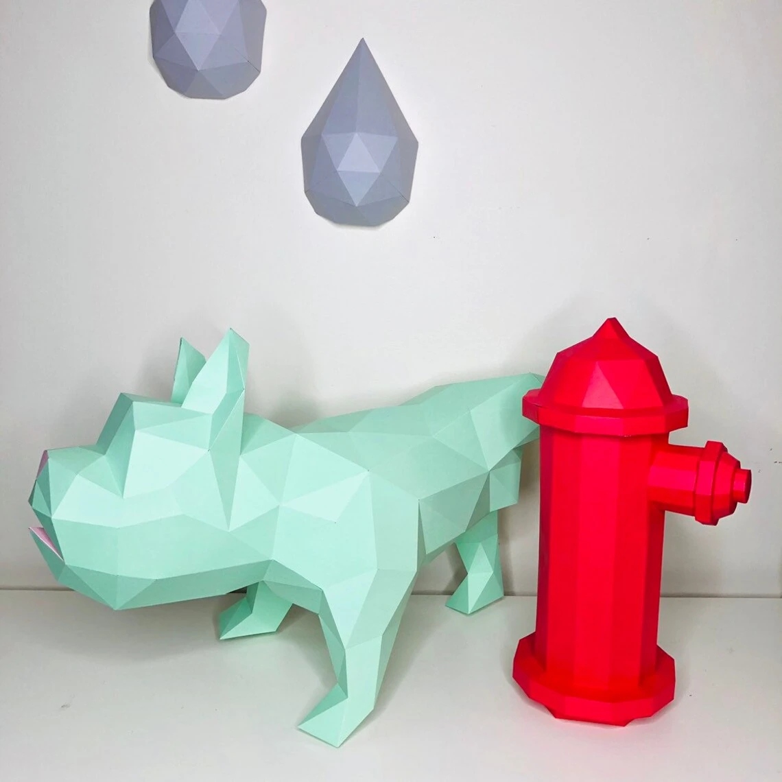 bulldog bonus fire hydrant 3d papercraft model. You get PDF digital file templates and instructions for these DIY modern paper sculpture.