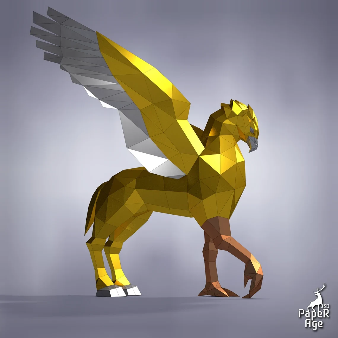 Hippogriff, Papercraft, Pepakura, Lowpoly, Low Polygon, 3D Papercraft, handmade, Paper Sculptures, DIY origami