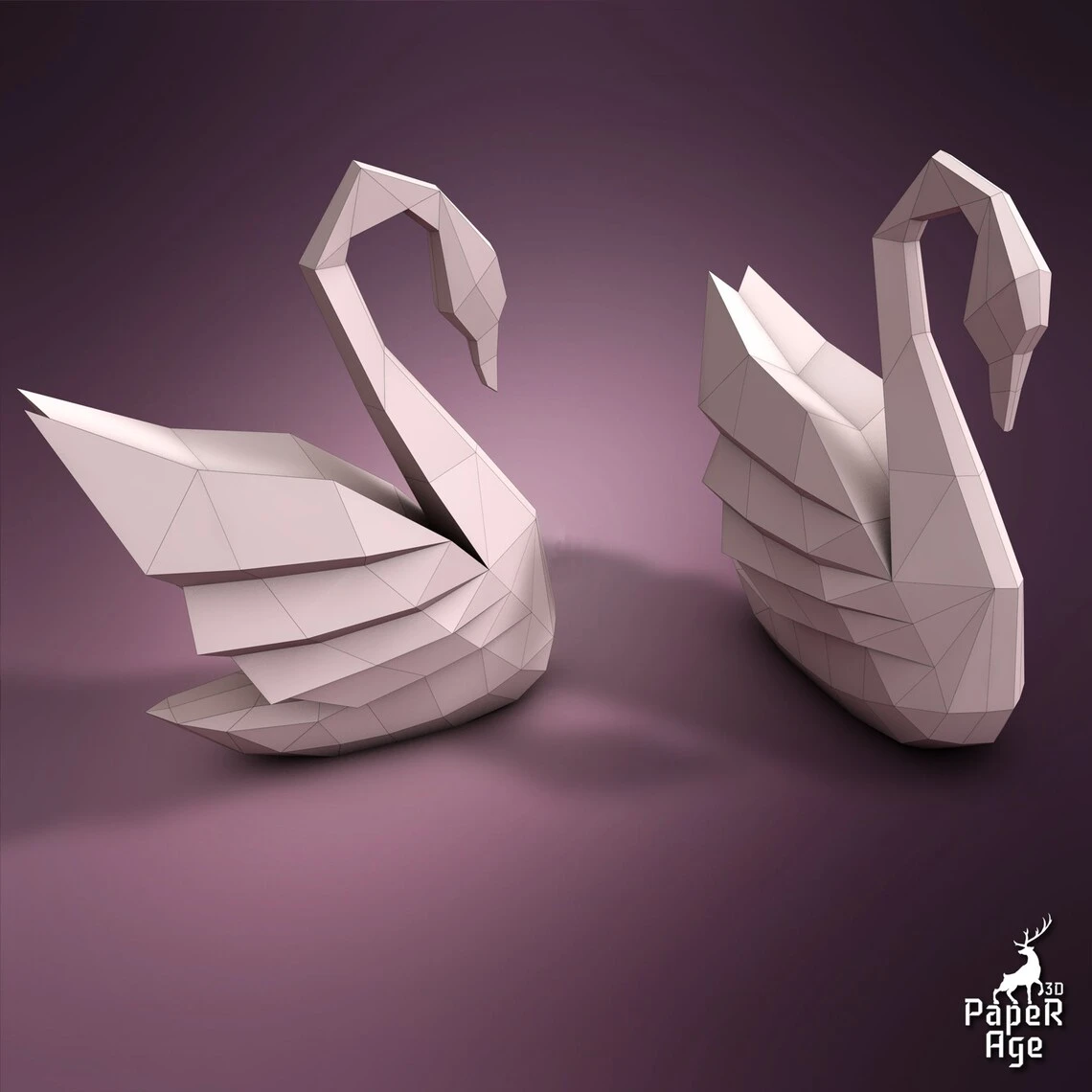 Swan, Papercraft, Pepakura, Lowpoly, Low Polygon, 3D Papercraft, handmade, Paper Sculptures, DIY origami