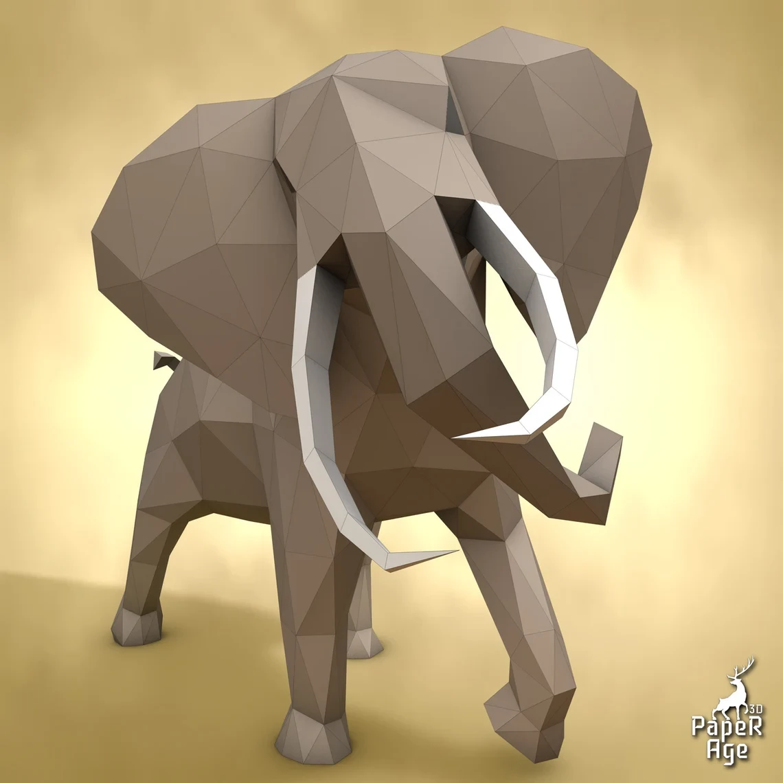 African elephant, Papercraft, Pepakura, Lowpoly, Low Polygon, 3D Papercraft, handmade, Paper Sculptures, DIY origami, Design, Decor