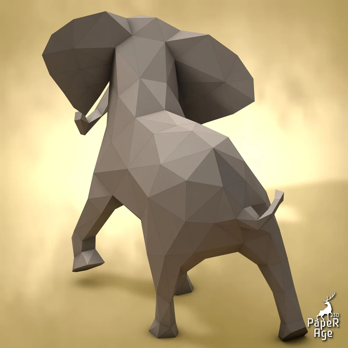 African elephant, Papercraft, Pepakura, Lowpoly, Low Polygon, 3D Papercraft, handmade, Paper Sculptures, DIY origami, Design, Decor