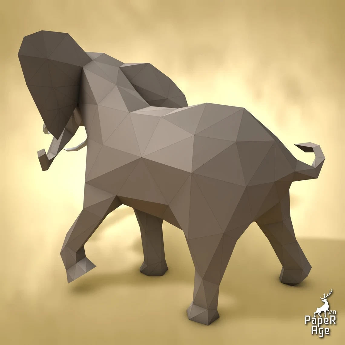 African elephant, Papercraft, Pepakura, Lowpoly, Low Polygon, 3D Papercraft, handmade, Paper Sculptures, DIY origami, Design, Decor