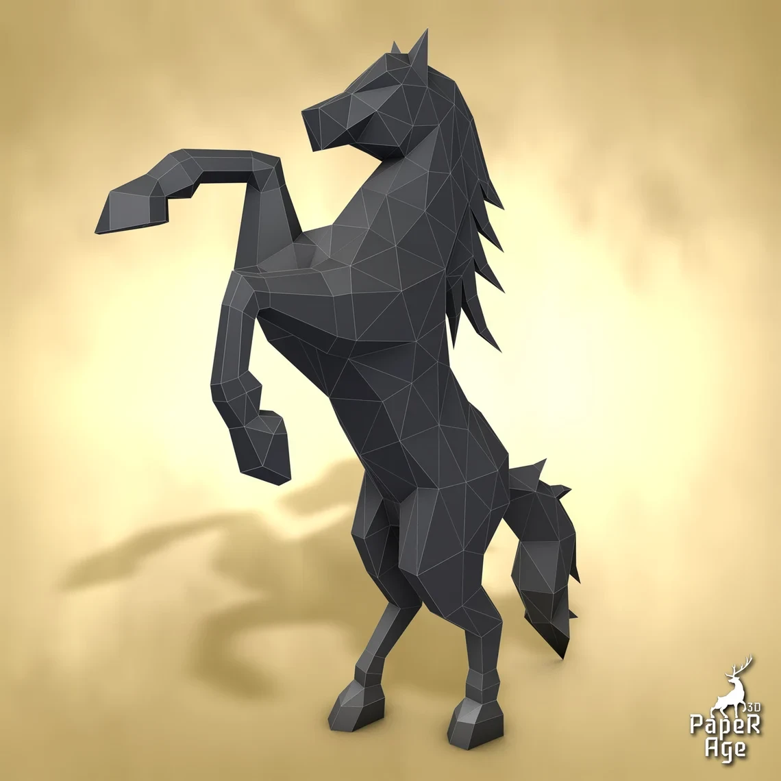 Horse, Papercraft, Pepakura, Lowpoly, Low Polygon, 3D Papercraft, handmade, Paper Sculptures, DIY origami, Design, Decor