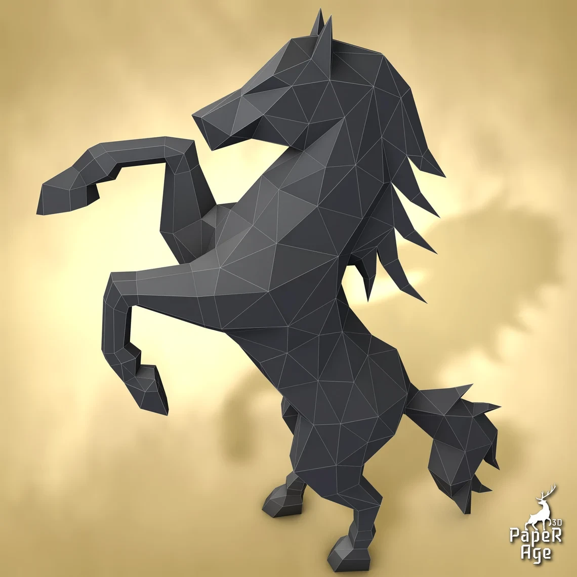 Horse, Papercraft, Pepakura, Lowpoly, Low Polygon, 3D Papercraft, handmade, Paper Sculptures, DIY origami, Design, Decor