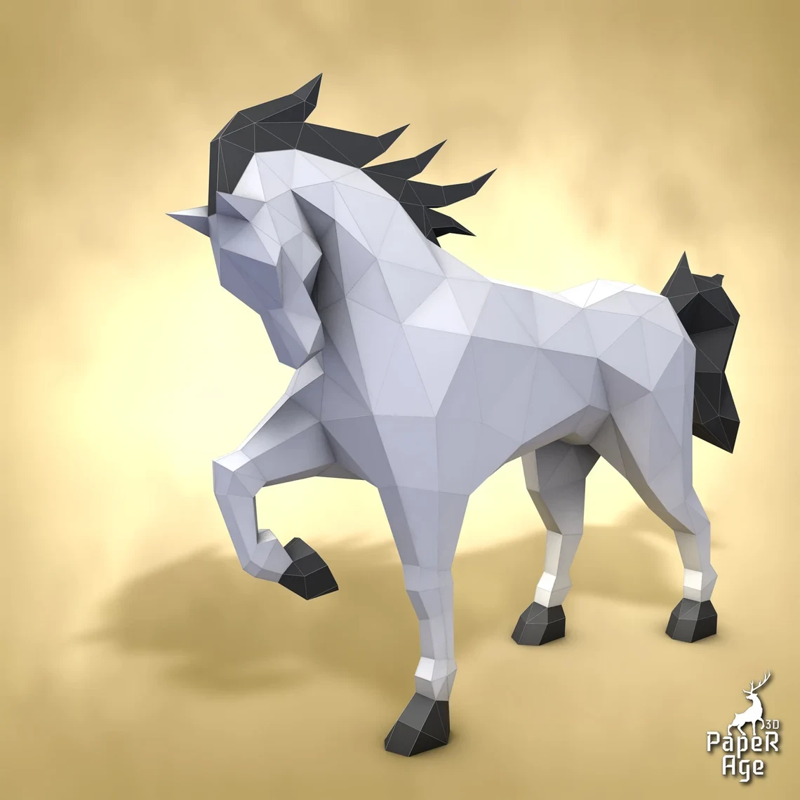 Horse, Papercraft, Pepakura, Lowpoly, Low Polygon, 3D Papercraft, handmade, Paper Sculptures, DIY origami, Design, Decor