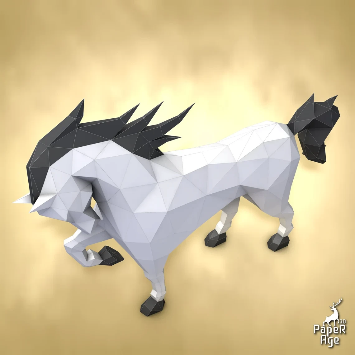 Horse, Papercraft, Pepakura, Lowpoly, Low Polygon, 3D Papercraft, handmade, Paper Sculptures, DIY origami, Design, Decor