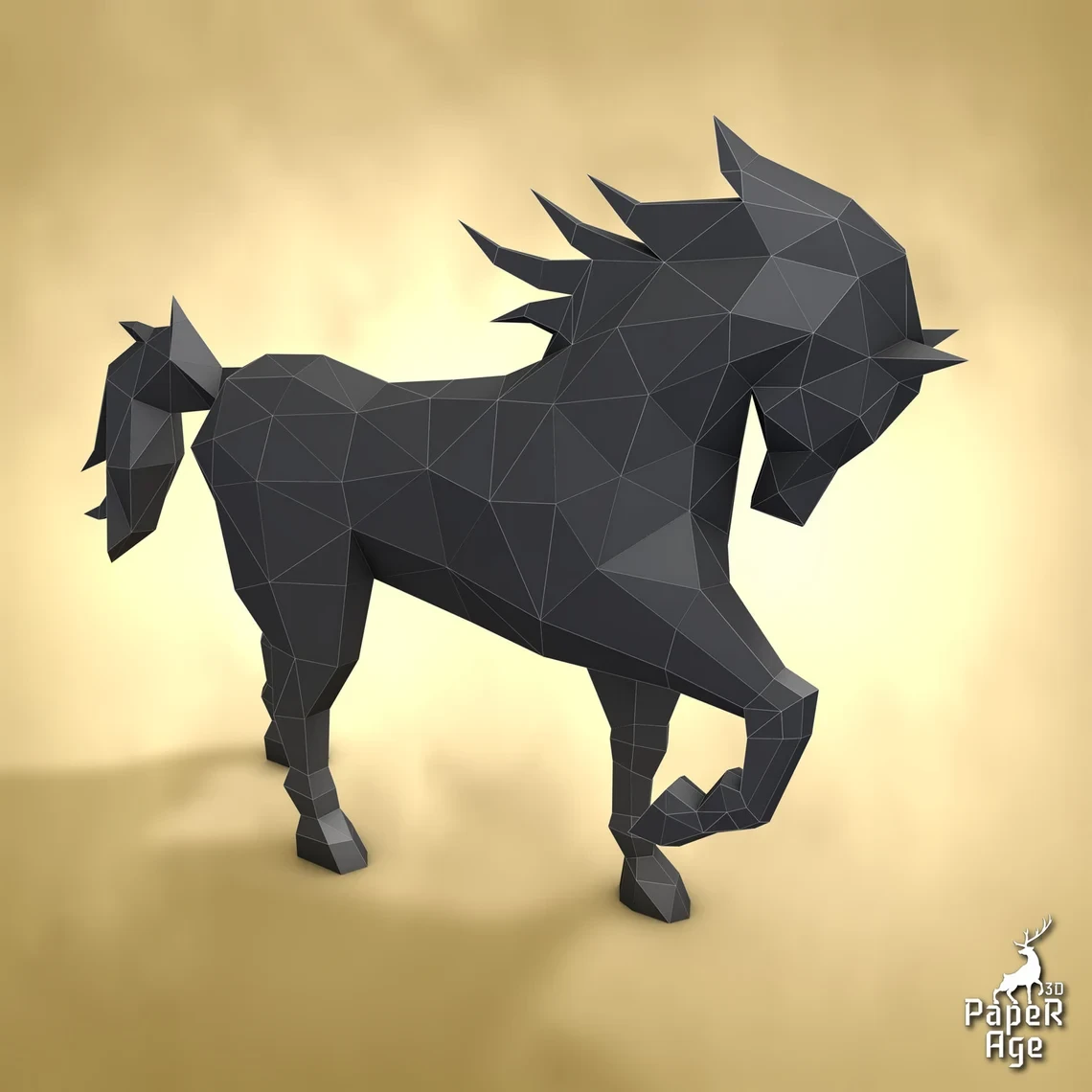 Horse, Papercraft, Pepakura, Lowpoly, Low Polygon, 3D Papercraft, handmade, Paper Sculptures, DIY origami, Design, Decor