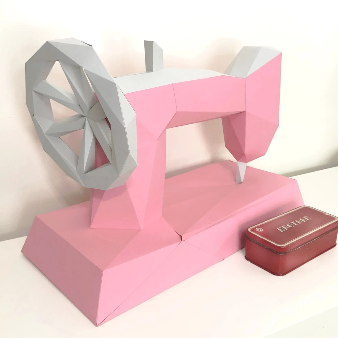 Sewing machine 3D papercraft, Revised 2023. PDF digital file with templates and instructions for this DIY paper sculpture.