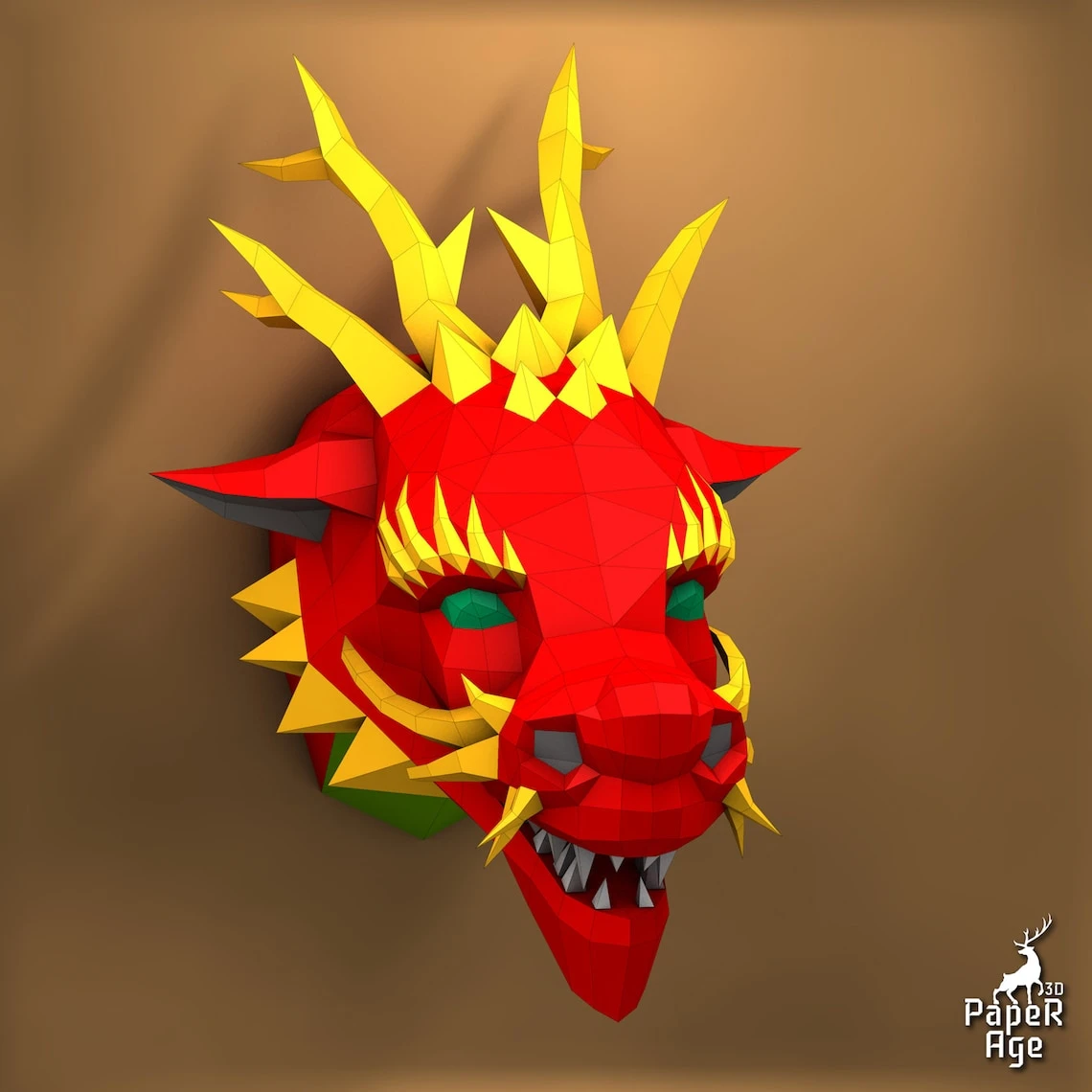 Chinese Dragon, Papercraft, Pepakura, Lowpoly, Low Polygon, 3D Papercraft, handmade, Paper Sculptures, DIY origami, Decor