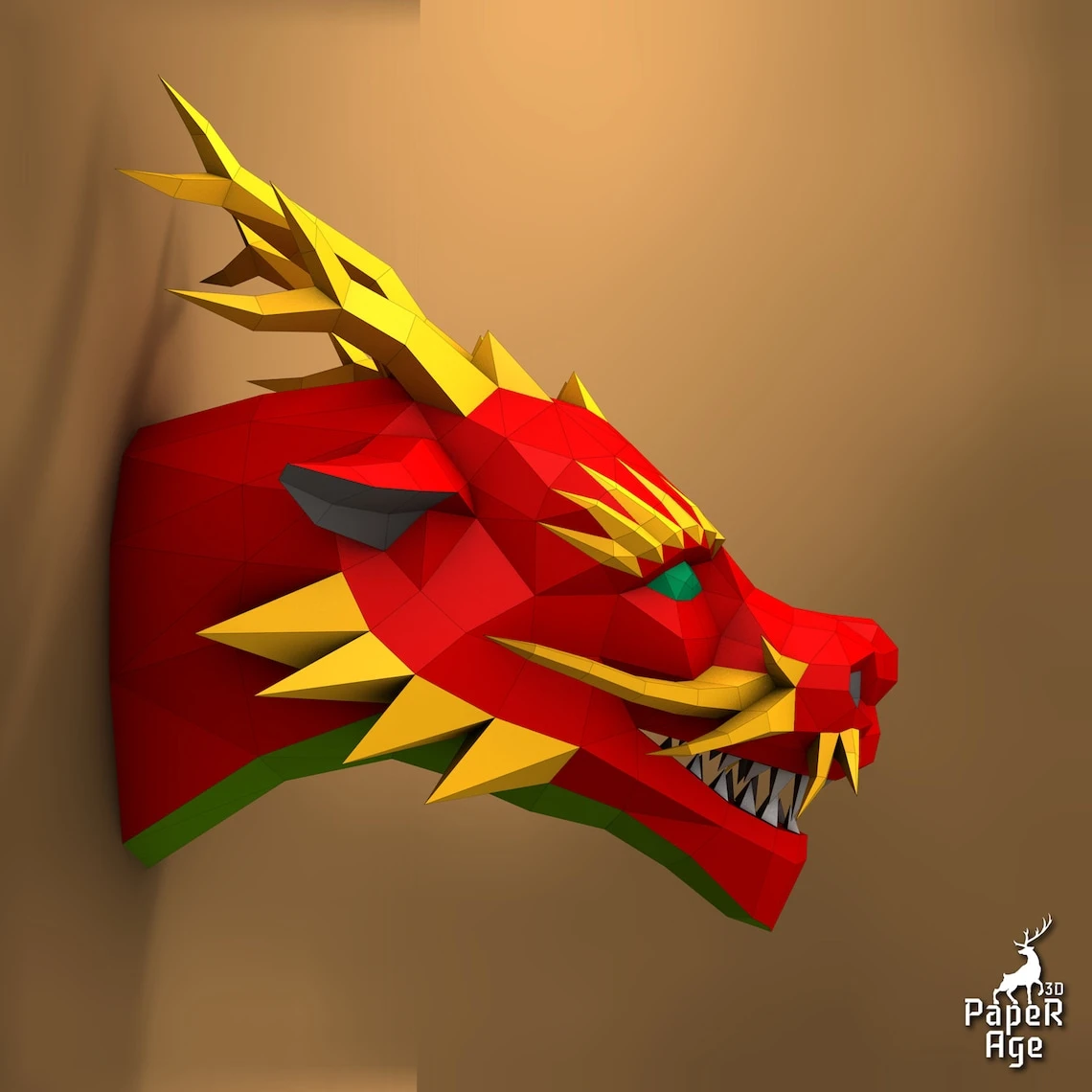 Chinese Dragon, Papercraft, Pepakura, Lowpoly, Low Polygon, 3D Papercraft, handmade, Paper Sculptures, DIY origami, Decor