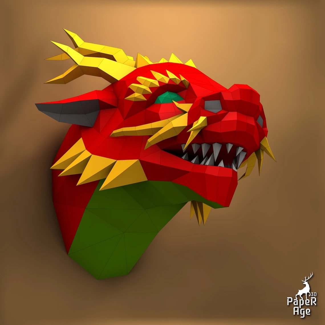 Chinese Dragon, Papercraft, Pepakura, Lowpoly, Low Polygon, 3D Papercraft, handmade, Paper Sculptures, DIY origami, Decor