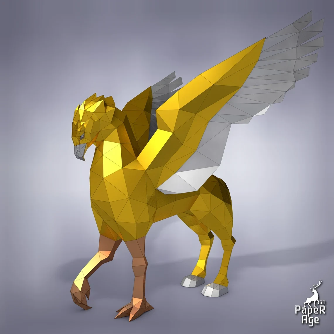 Hippogriff, Papercraft, Pepakura, Lowpoly, Low Polygon, 3D Papercraft, handmade, Paper Sculptures, DIY origami