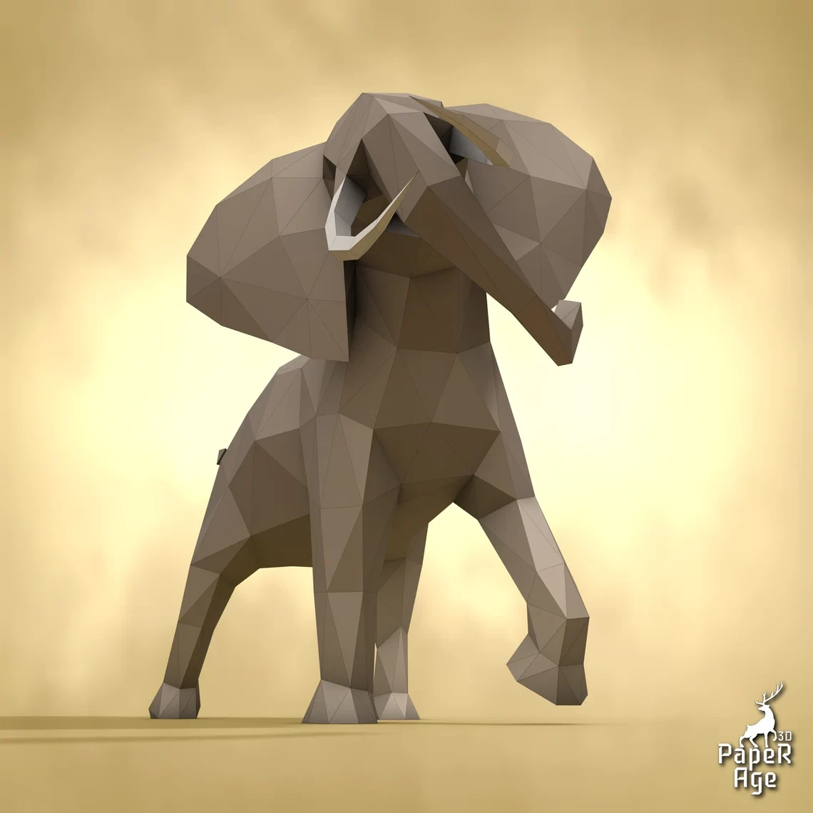 African elephant, Papercraft, Pepakura, Lowpoly, Low Polygon, 3D Papercraft, handmade, Paper Sculptures, DIY origami, Design, Decor