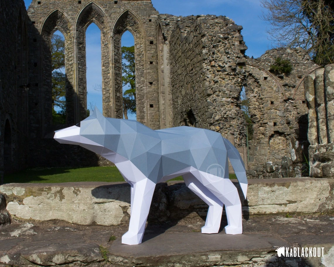 Wolf Papercraft Template, DIY Wolf Pattern, Low Poly Wolf Paper Craft, 3D Papercraft Wolf, PDF Printable Dire Wolf - Instant Download