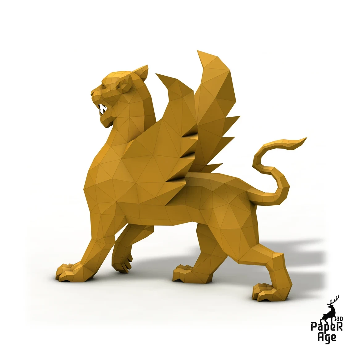 Winged Lion , Papercraft, Pepakura, Lowpoly, Low Polygon, 3D Papercraft, handmade, Paper Sculptures, DIY origami, Design, Decor