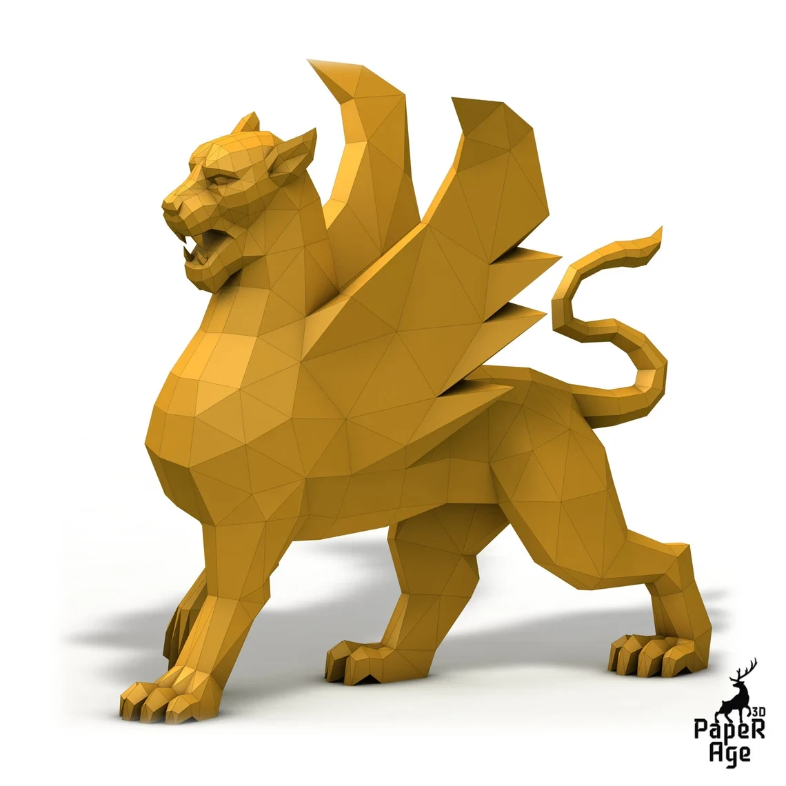 Winged Lion , Papercraft, Pepakura, Lowpoly, Low Polygon, 3D Papercraft, handmade, Paper Sculptures, DIY origami, Design, Decor