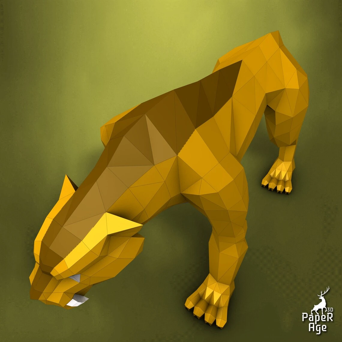 Saber-toothed tiger, Papercraft, Pepakura, Lowpoly, Low Polygon, 3D Papercraft, handmade, Paper Sculptures, DIY origami, Paper