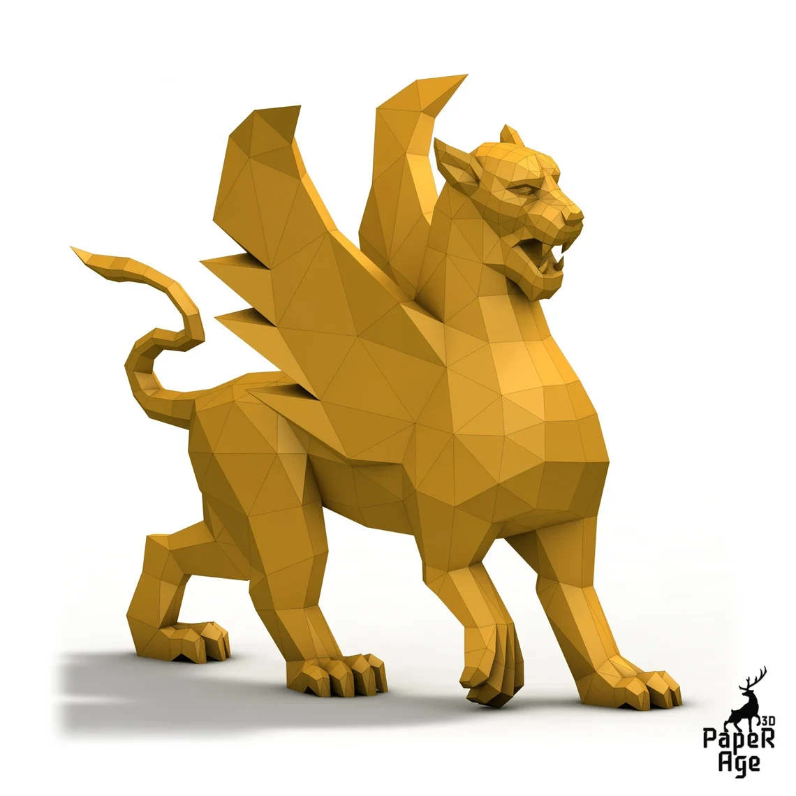 Winged Lion , Papercraft, Pepakura, Lowpoly, Low Polygon, 3D Papercraft, handmade, Paper Sculptures, DIY origami, Design, Decor