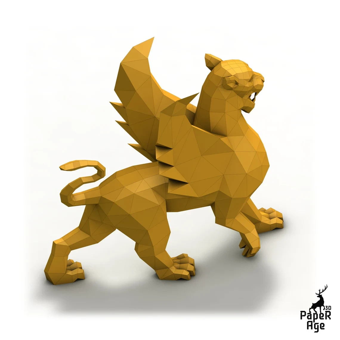 Winged Lion , Papercraft, Pepakura, Lowpoly, Low Polygon, 3D Papercraft, handmade, Paper Sculptures, DIY origami, Design, Decor