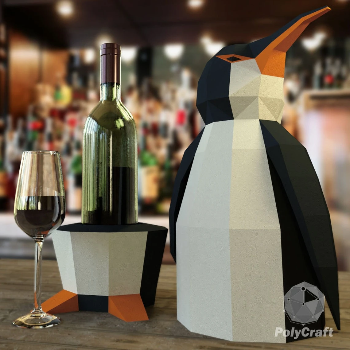 Papercraft penguin, Gift Box For Wine, PDF Template,DIY, Pepakura penguin, Paper Sculpture, Home Gift Box, Pepakura, Handmade, Vinera,