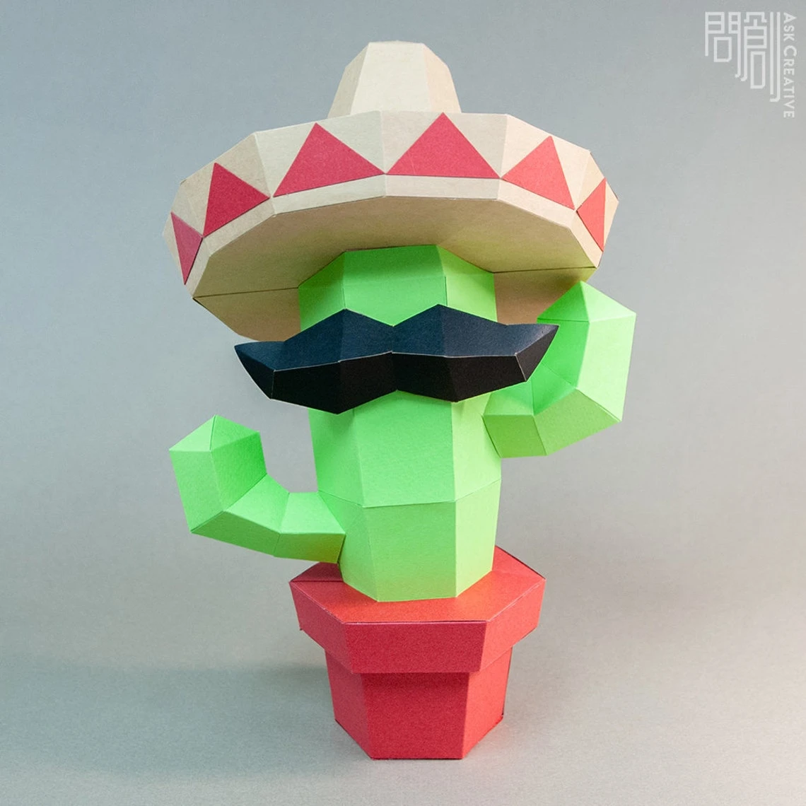 MaxicanCactus,Papercraft , DIY , Low poly , PDF Papercraft , Cactus Model , Cactus low poly