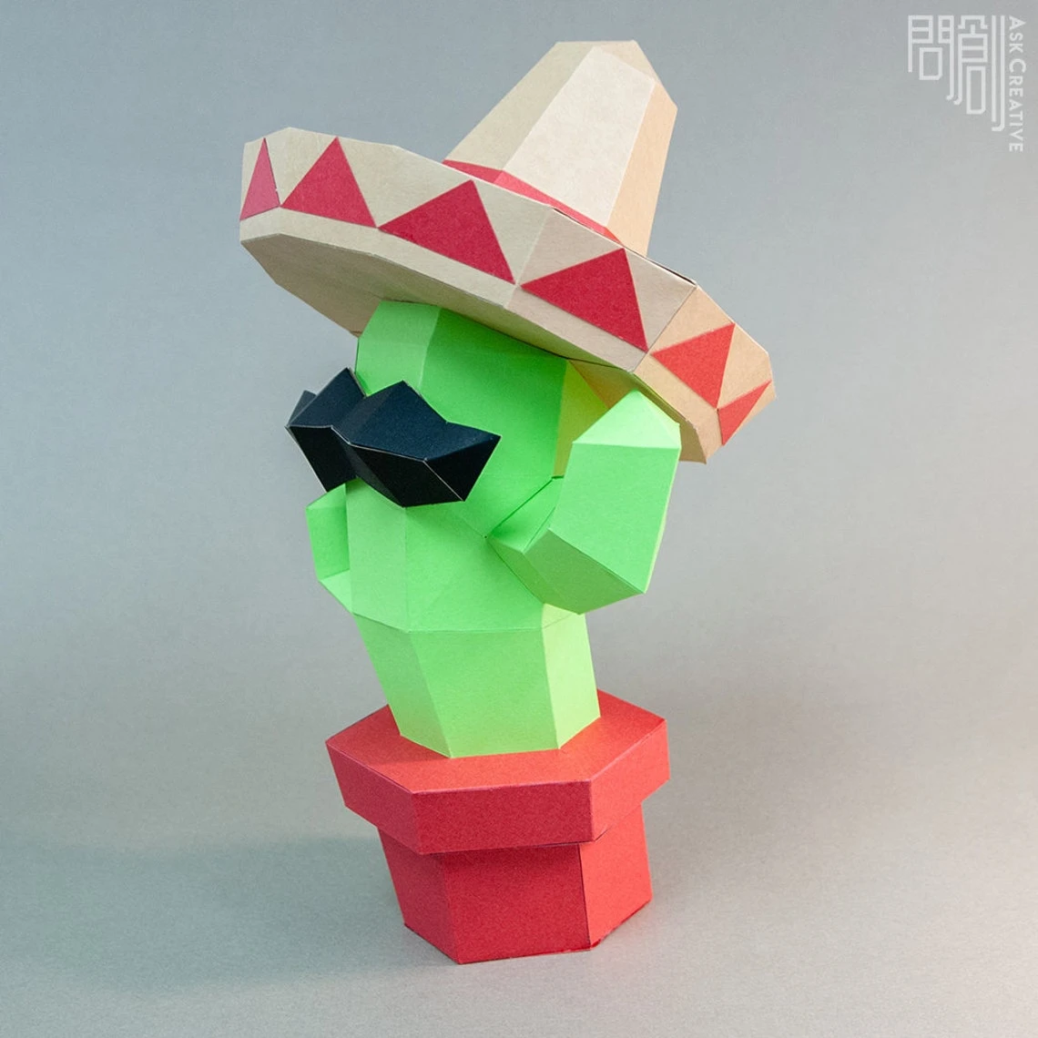 MaxicanCactus,Papercraft , DIY , Low poly , PDF Papercraft , Cactus Model , Cactus low poly