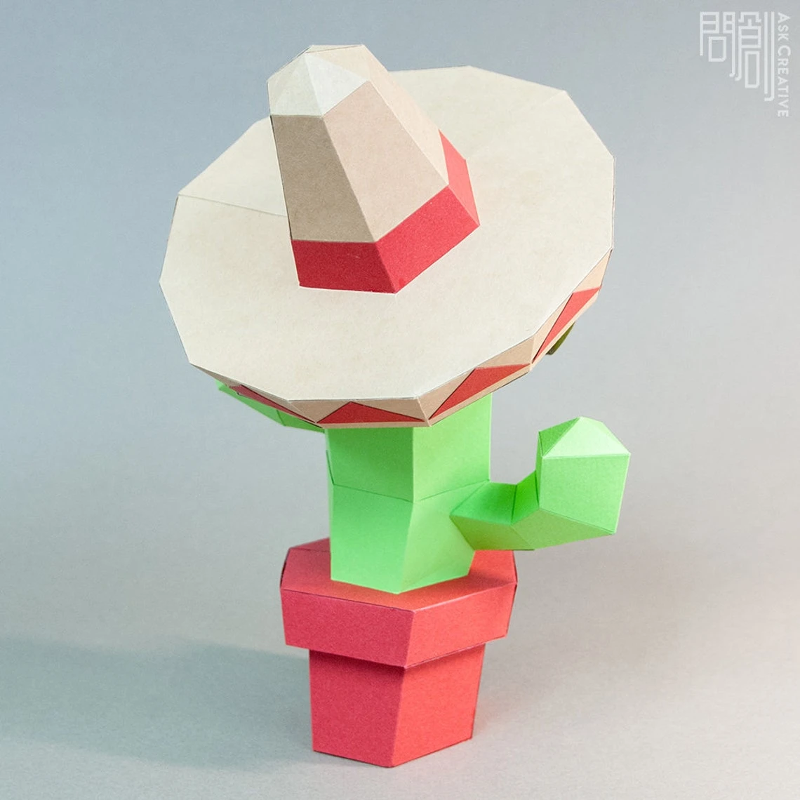 MaxicanCactus,Papercraft , DIY , Low poly , PDF Papercraft , Cactus Model , Cactus low poly