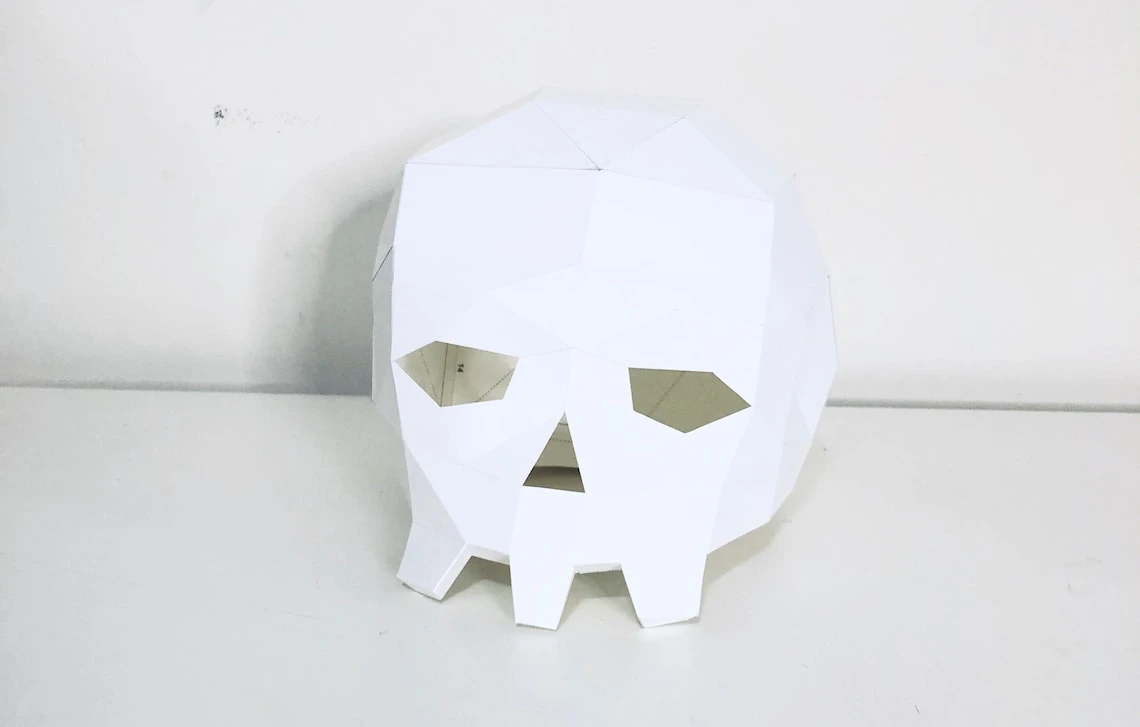 Day of dead skull 3d papercraft. You get a PDF digital file template pattern and instruction for this model DIY 3d papercraft low poly paper