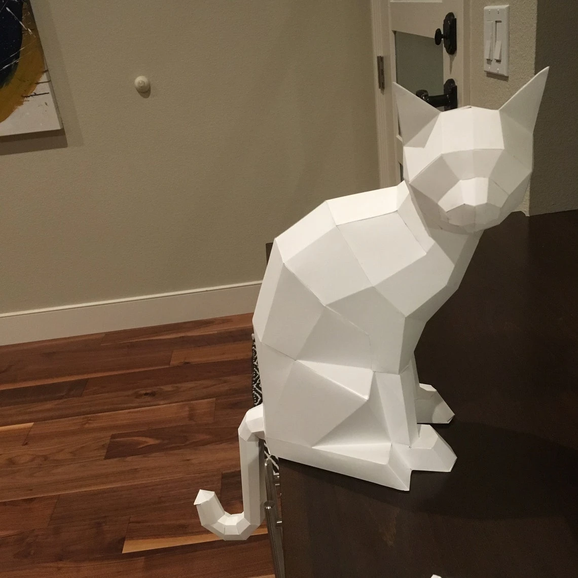 3D Paper craft Cat, DIY sculpture sitting cat, Papercrafting, Low Poly animals pet, paper model, 3D puzzle origami, instant download kit pdf