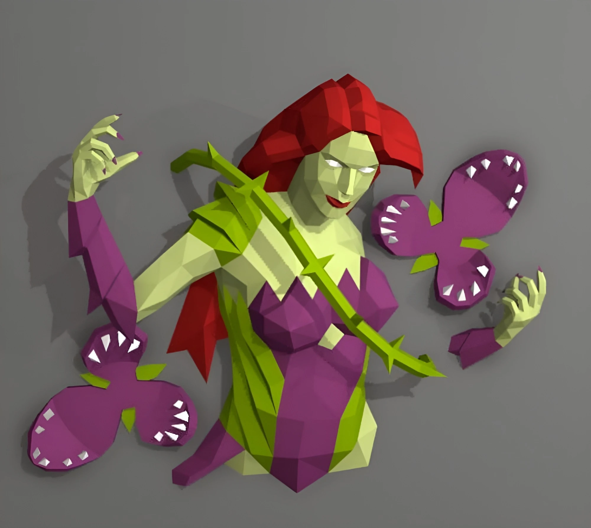 Poison Ivy, Hiedra, Bring Gotham City Papercraft, PDF Template, DIY 3d Model, FanArt, Paper Sculpture, Low Poly, Pepakura Craft, Manualidad