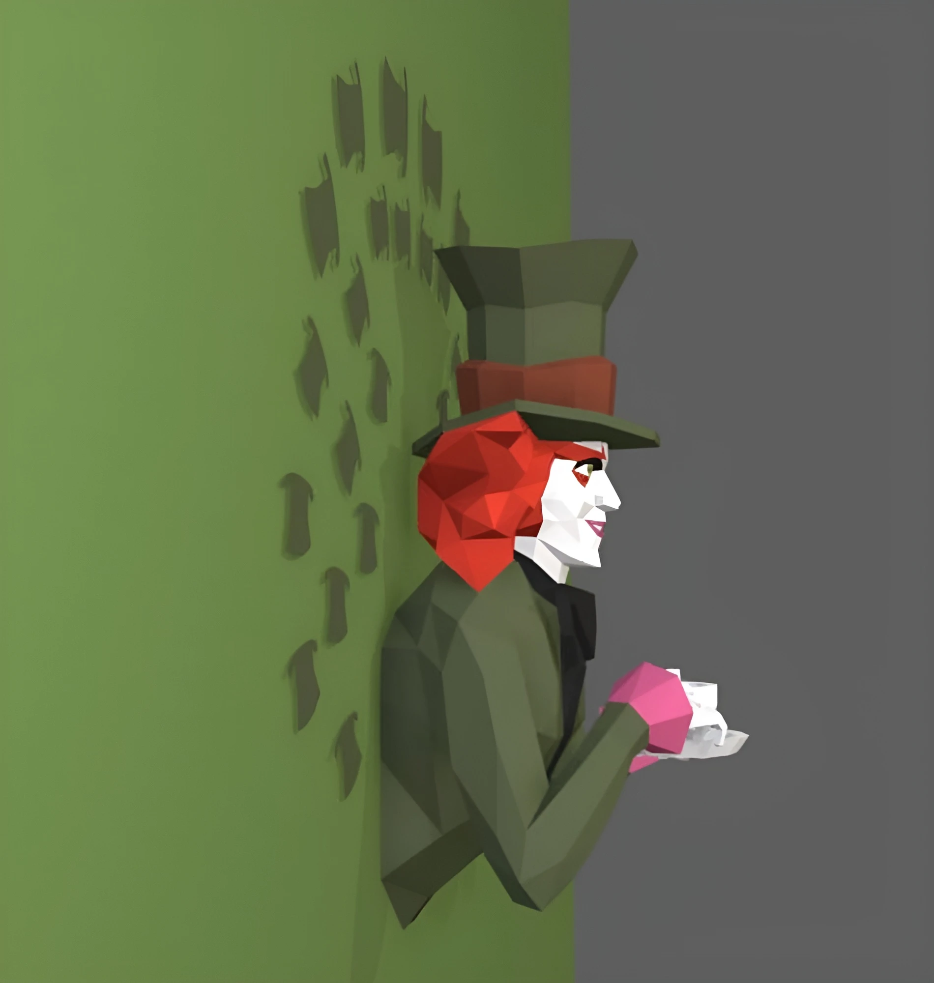 The Mad Hatter, El Sombrero Loco wall hanging papercraft, Alice's Adventures in Wonderland, Papercraft, Lowpoly Papercraft, Lowpoly