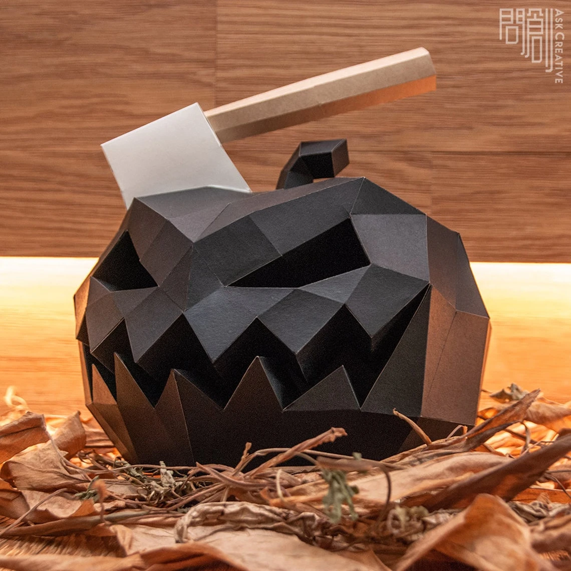 Axe Pumpkin ,Papercraft , DIY , Low poly , PDF Papercraft , Wizard Hat , Halloween