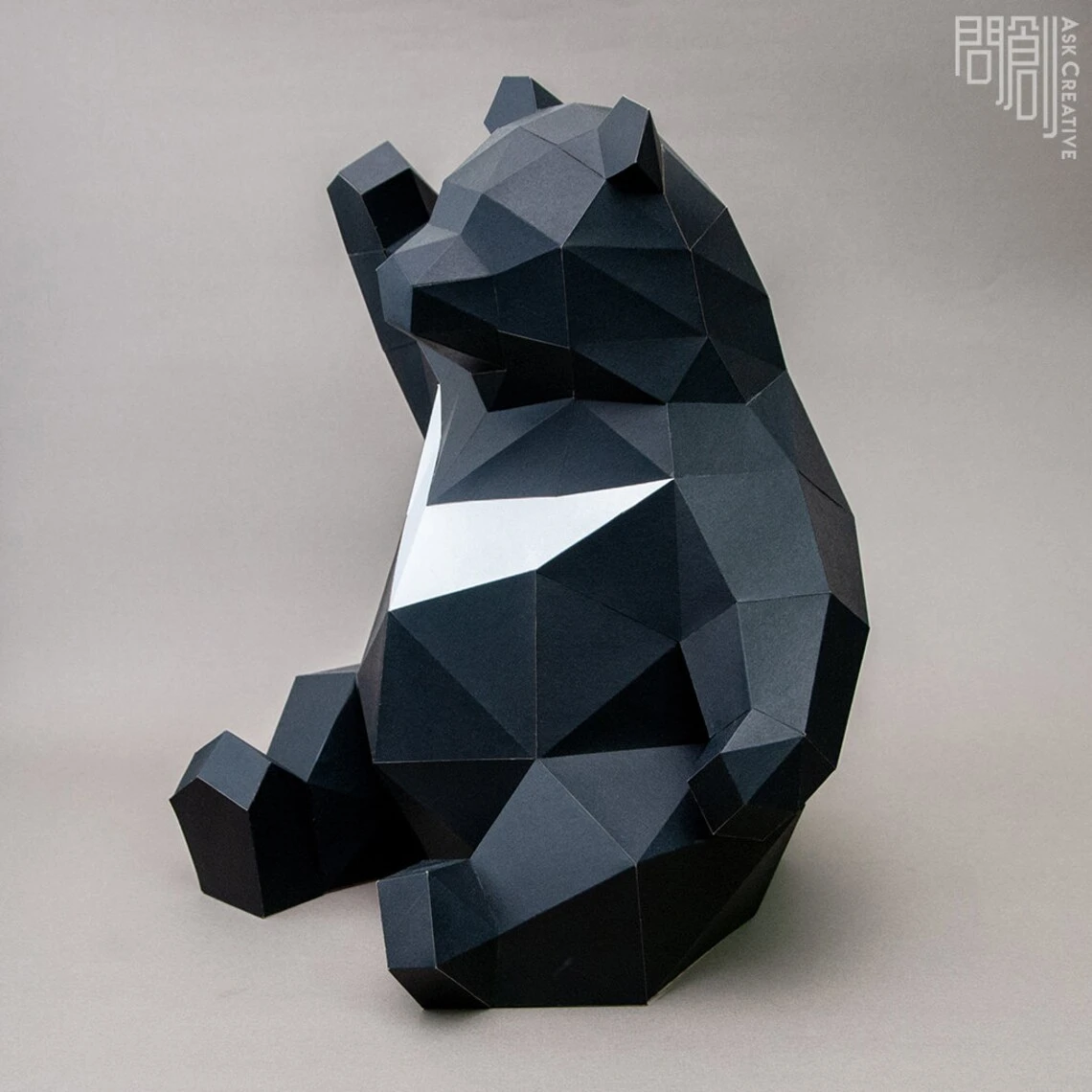 Formosan black Bear paper model ,Papercraft , DIY , Low poly , PDF Papercraft , Bear Model , Bear low poly , Taiwan black bear , Moon bear