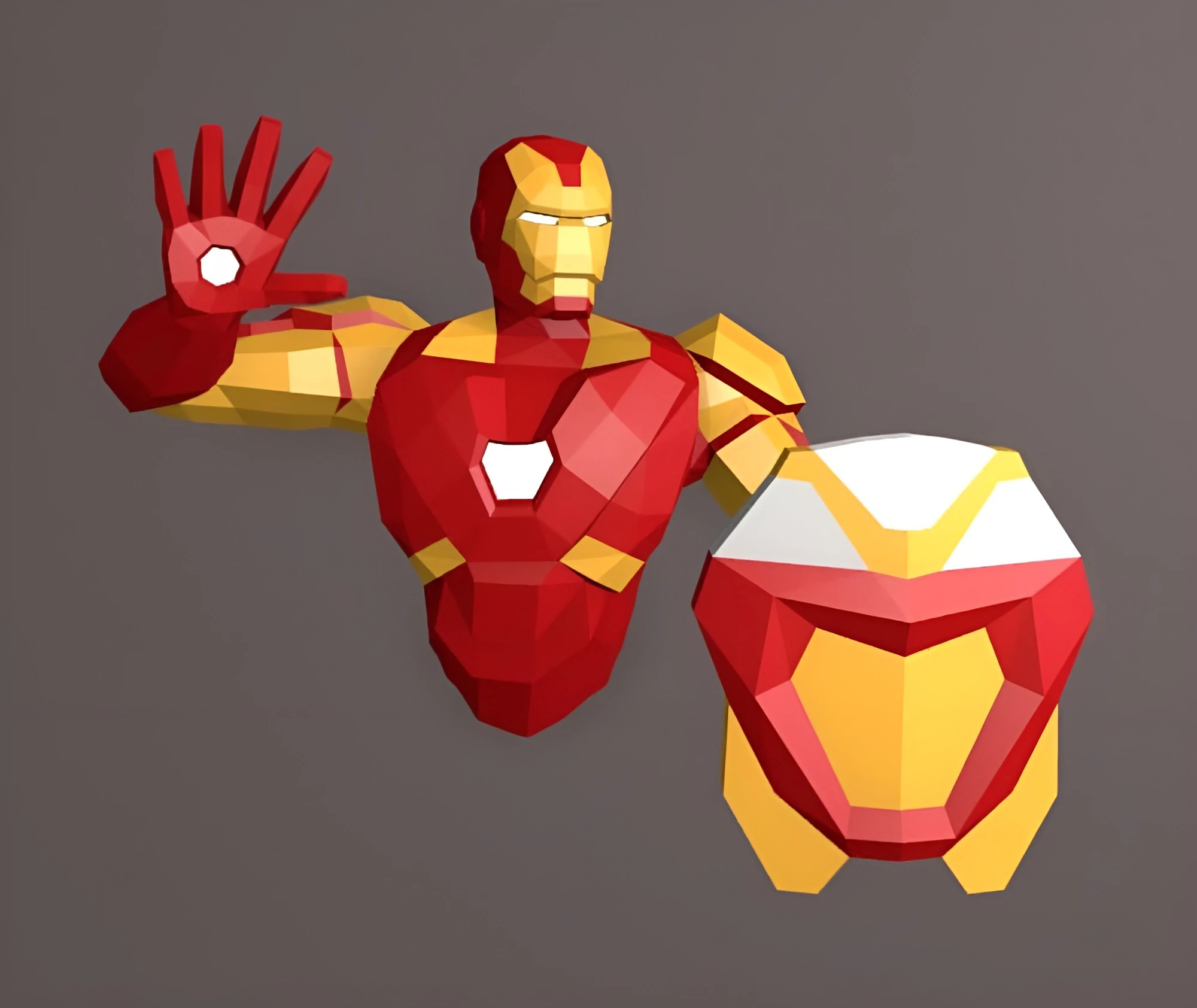 Iron Man, Anthony Edward Stark, Tony Stark Papercraft, PDF Template, DIY 3d Model, FanArt, Paper Sculpture, Low Poly, Pepakura Craft, Manualidad