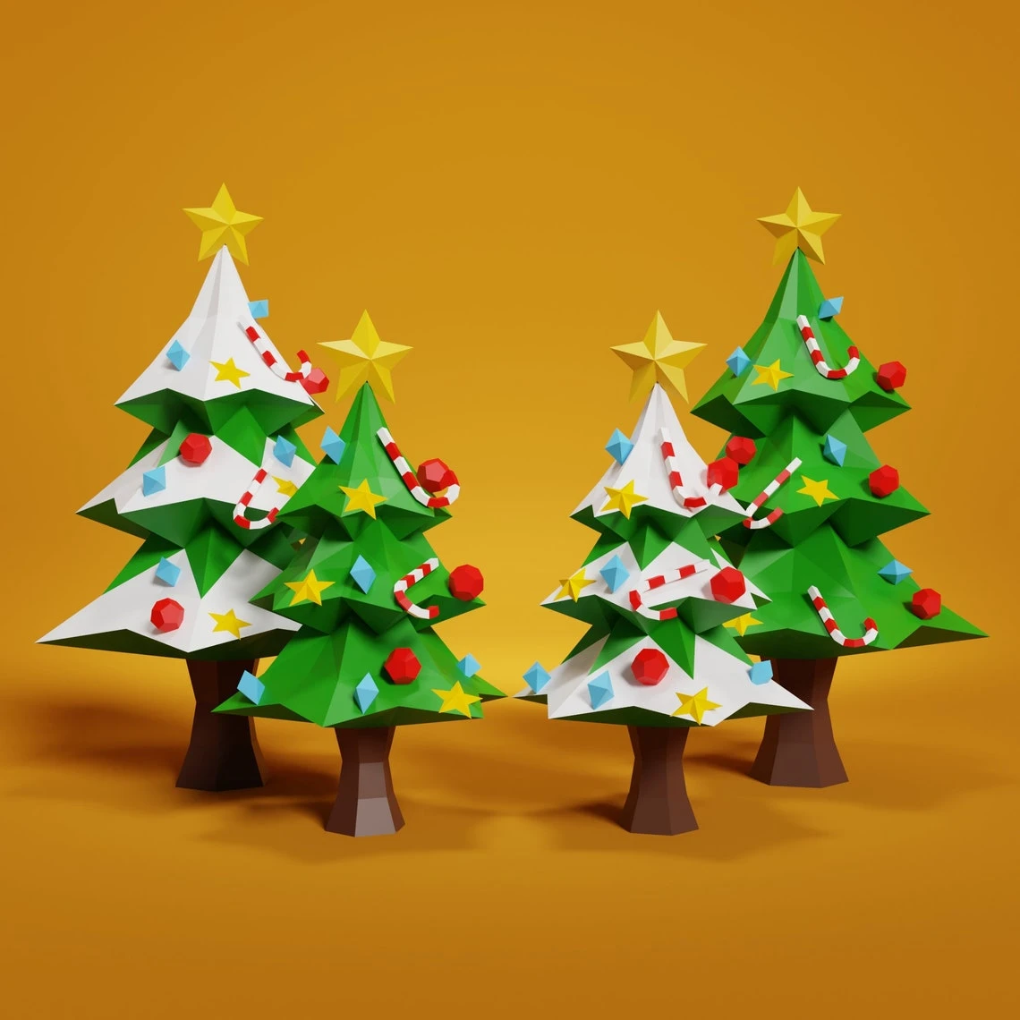 Christmas Tree Papercraft 3D DIY low poly paper crafts Christmas Holidays decor template